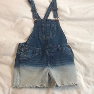 Blue Jean ombré girls justice short overalls